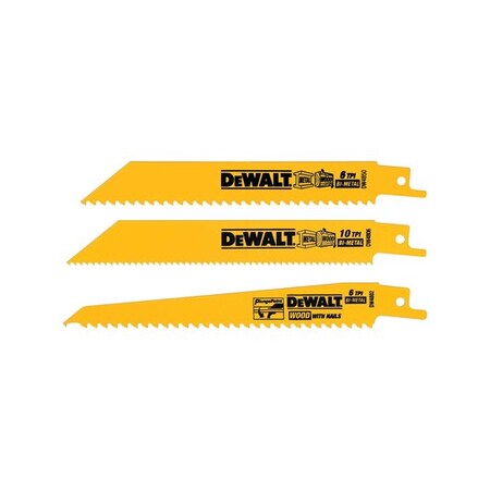 Dewalt 3 Piece Bi-Metal Reciprocating Saw Blade Set DW4853